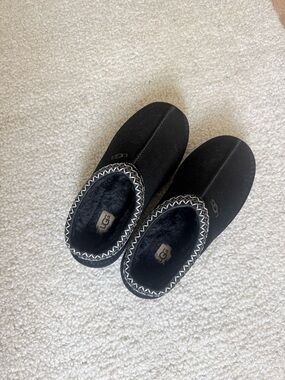 UGG Black Fleece-Lined Mule Slippers